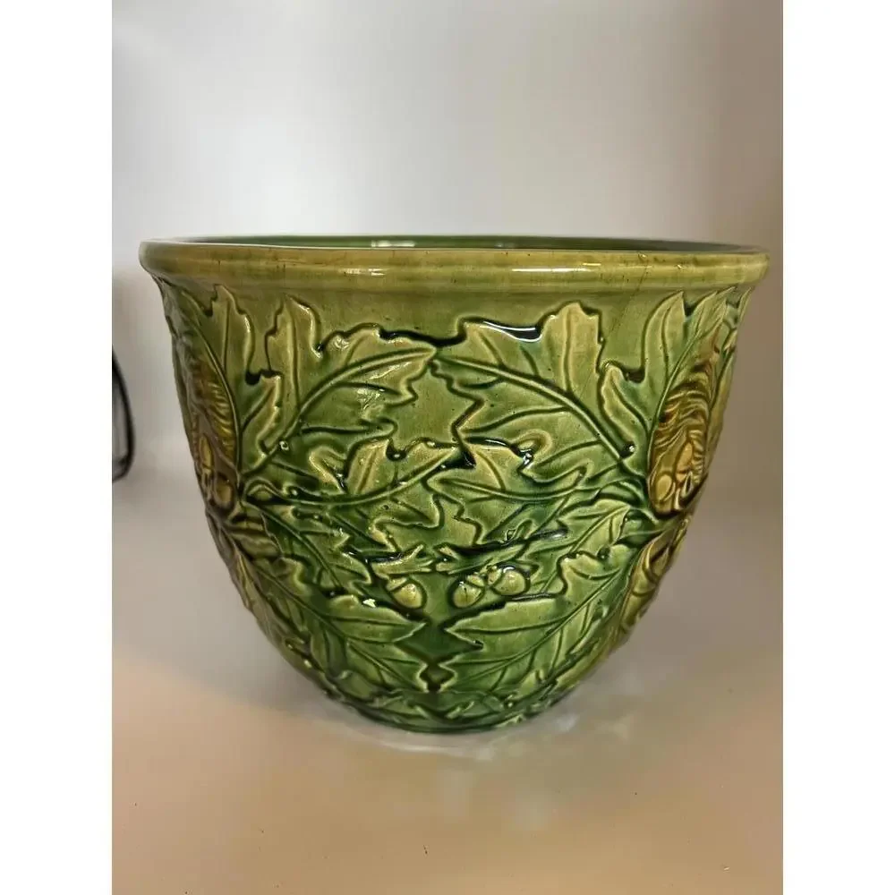 Weller Clinton 1900s Green Glazed Jardiniere Planter - Picture 2 of 4